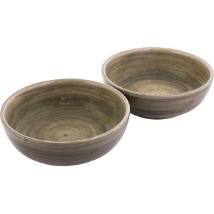 Bowls and Dishes Mano Aardewerk Schaaltje | Kommetje | Tapasschaaltje | Klein Schaaltje | Servies Schaaltje | Woonaccessoire - 2 Stuks - Ø 15 cm Groen - set 2 pcs
