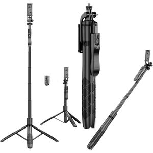 LEVANTU Telefoon Statief - Tripod - Selfiestick - 155 cm - Zwart