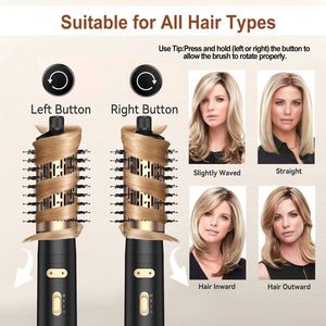 Zwarte roterende föhnborstel, 3-in-1 roterende föhnborstel met afneembare borstel, 3 warmtestanden en 2 snelheden roterende heteluchtborstel, stijlborstel