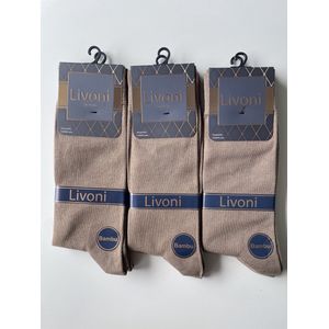 6 paar - Bamboe Luxe - Bamboe Sokken Heren - Maat 40–44 - Beige– Naadloze Sokken