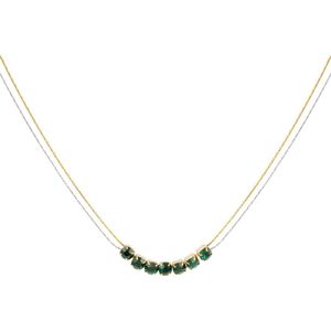Ketting goud/zilver met groene steentjes - stainless steel