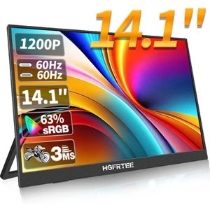 Fubzz Draagbare Monitor - 14.1 Inch IPS Scherm - Tweede Display Voor Laptop En Console - 60 Hz HDR Beeldkwaliteit - Met Ingebouwde Speakers