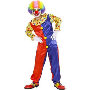 Clown & Nar Kostuum | Rood-Blauwe Clown Jumpsuit Kind Kostuum | Maat 158 | Carnaval kostuum | Verkleedkleding