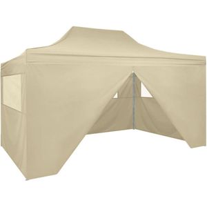 LBB Partytent opvouwbaar - Paviljoen - 3x4,5 - Easy up - Waterdicht - met Zijwanden - Weerbestendig - Crèmewit