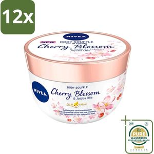 NIVEA - Bodysoufflé - Kersenbloesem & Jojobaolie - Snel Intrekkend - 200 ml - Voordeelverpakking - 12 stuks - Jojoba Olie - Bodycrème