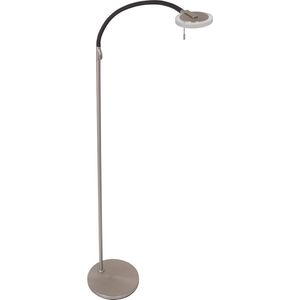 Verstelbare leeslamp met helder glas | 1 lichts | grijs / transparant | glas / metaal | 95 cm | vloerlamp / staande lamp | modern / functioneel design