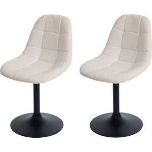 Set van 2 eetkamerstoelen MCW-A60, keukenstoel draaistoel, staal MVG stof/textiel bouclé (450g/m²) ~ beige