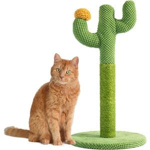 Krabpaal Cactus - 45CM x 30CM - Sisal Krabpaal voor katten - Groen met bloem