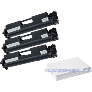 KATRIZ® huismerk toner 3x CF230A(HP30A) Zwart- 3x 1600 afdrukken + Kopieerpapier-A4-80GR-500vellen-wit | Geschikt voor HP LaserJet Pro M203 dn / LaserJet Pro M203 dw/ LaserJet Pro M227 fdw /LaserJet Pro M227 sdn