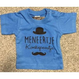 Baby shirt met opdruk '' meneertje.... maat 68 blauw