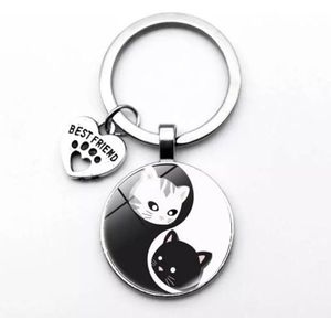 Akyol - Kat sleutelhanger - Kat liefhebber - Poes - Kater - Sleutelhanger - Yin Yang - Cat