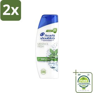Head & Shoulders - Shampoo - Menthol Fresh - Verfrissende & Verzorgende Menthol - 285 ml - Voordeelverpakking - 2 stuks - Menthol Shampoo - Anti-roos shampoo