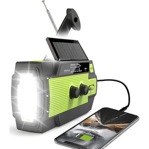 Radio op batterijen voor rampen - Noodradio op zonne-energie - Handcrankradio - Draagbare noodradio - 4000 mAh-zonne-energie - met zaklamp, leeslamp, mobiele telefoonoplader, SOS - draagbare AM/FM/weerradio - voor noodgevallen binnen en buiten