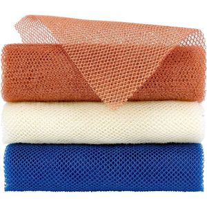 Afrikaanse exfoliërende spons - lange net badspons en bodyscrubber (3 stuks bruin, beige, blauw) Blauw, beige, bruin