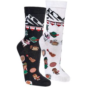 Sokken | maat 42-47 | grappige sokken dames | grappige sokken heren | happy socks printjes | thema: vakantie Oostenrijk| per 2 paar