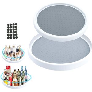 2-delige roterende keukenorganizer 360° draaitafel met anti-slip basis voor kruiden, oliën en cosmetica