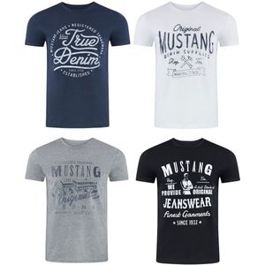 Mustang Heren T-Shirt regular fit Veelkleurig XL Ronde Hals Volwassenen