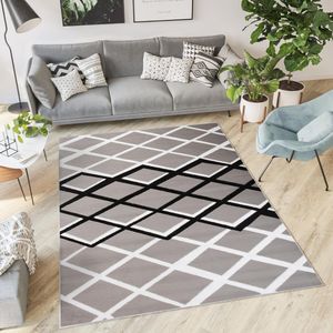 Tapiso Dream Vloerkleed Grijs Zwart Geometrisch Modern Woonkamer Tapijt Maat- 220x300