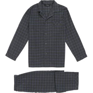 Flanellen Herenpyjama Oslo Ambassador 1867 Blauw Geruit - 100% Bio Katoen - Maat M