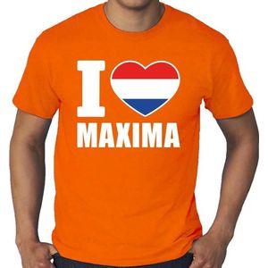 Oranje I love Maxima grote maten shirt heren 4XL