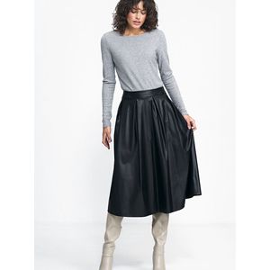 Zwarte Ecoledere Midi Rok