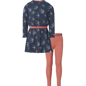 Noppies - Kledingset - 2 delig - Jurk Kimball blauw allover print - Legging Kensett bruin - Maat 122