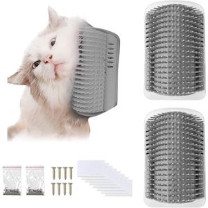 Hoekmassagekam voor katten - Speelgoedkam voor huisdierzelf-haarverzorging (grijs)