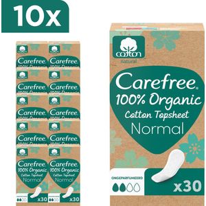 Carefree Organic Normal inlegkruisjes - 100% biologisch katoen - hypoallergeen - dermatologisch getest - 10 x 30 stuks