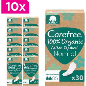 Carefree Organic Normal inlegkruisjes - 100% biologisch katoen - hypoallergeen - dermatologisch getest - 10 x 30 stuks