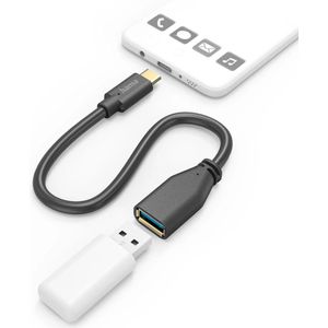 Hama USB-C naar USB-A Adapter - Female OTG Data Converter - USB3.1 (Gen 1.) - 5Gbps - Geschikt voor smartphone, tablet en laptop - 15cm - Zwart