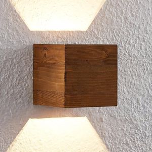 Lindby Benicio Houten LED Wandlam - Hoeki - 11 cm