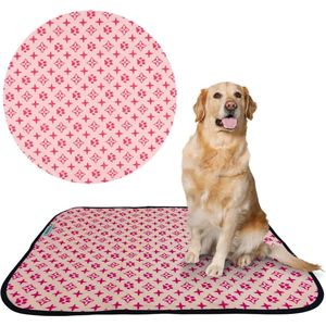 Luxe Hondentoilet monogram roze - 75 x 80 cm Wasbare plasmat - Puppy trainingspad - Plasmatjes hond - Trainingsmat hond
