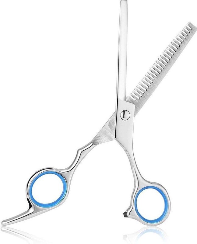 Jumada's - Uitdunschaar - Effileerschaar - Kappersschaar - Rechtshandig - RVS - Blauw - Haar - Premium kappers Schaar - Ergonomisch