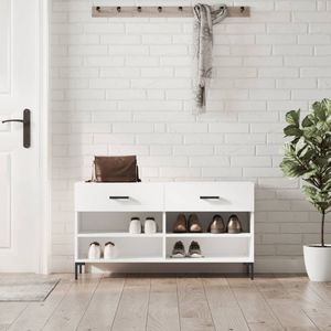 The Living Store Schoenenbank - Trendy en praktische - Meubelen - 102 x 35 x 55 cm - Wit - Duurzaam hout