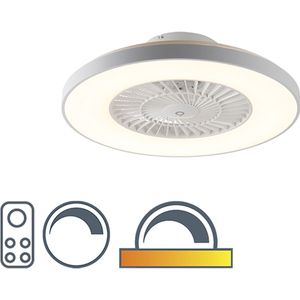 QAZQA climo - Dimbare LED Plafondventilator met Verlichting | Lamp en Afstandsbediening - 1 lichts - Ø 600 mm - Wit - Woonkamer | Slaapkamer | Keuken