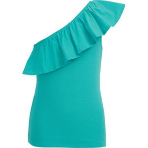 WE Fashion Meisjes one-shoulder top met ribstructuur