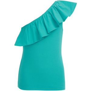 WE Fashion Meisjes one-shoulder top met ribstructuur