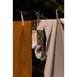 Sticky Lemon - knee high socks | coloured freckles | seventies green + candy pink