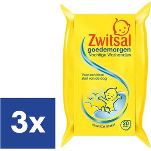 Zwitsal Goedemorgen Vochtige Washandjes - 3 x 20 (60 stuks)