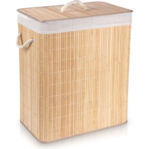 Wasmand Bamboe met 2 secties en deksel - 90 liter