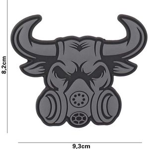 Embleem, 3D PVC Gasmask bull grijs