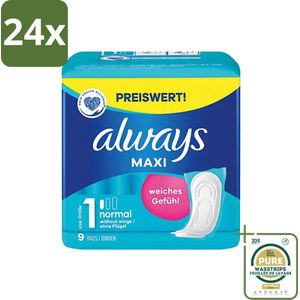 Always Maxi - Maandverband - Maat 1 - Normal - 9 Pads - Voordeelverpakking - 24 stuks - Always Maxi - Maandbloeding