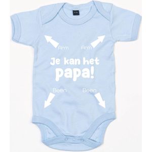 Rompertje Papa Je Kan Het-Dusty Blue-6-12 Maanden