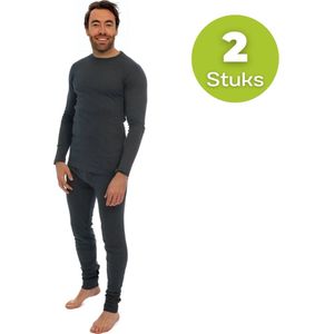 Thermokleding Set - Thermobroek + Thermoshirt - Heren - Antraciet - M - 2 Sets van 2 Stuks