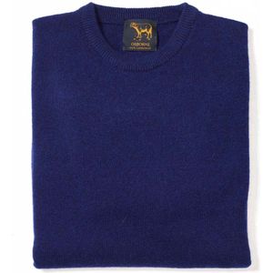 Osborne Knitwear Trui met ronde hals - Sweater heren in Lamswol - Pullover Heren - Dark Cobalt - 2XL