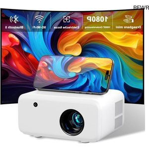 RFWR® Draagbare Mini Projector - 12000 Lumen, FHD 1080P, 5G WiFi Bluetooth, Elektrische Focus en Zoom