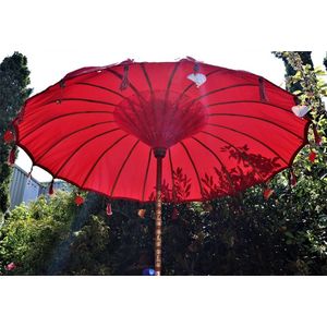 Balivie - Parasol - Balinese Regenbestendig Tweedelige Parasol - Handgemaakt - Diameter 170 cm - Rood