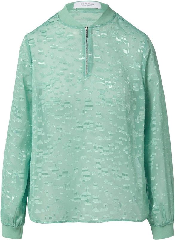 comma - Blouse - Jacquard - Met Ritssluiting - Lange Mouwen
