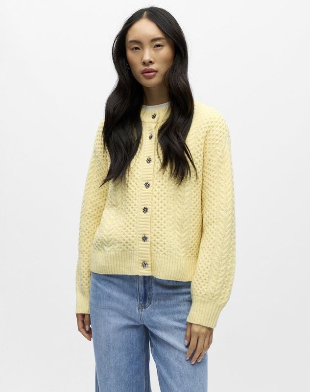 OBJECT Gebreid vest  geel