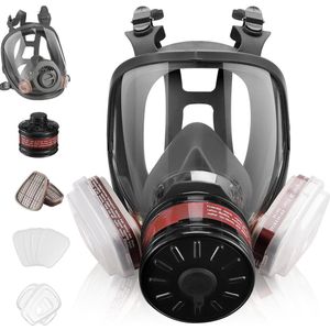 Ynkkvre - gasmasker - herbruikbaar volledig gelaatsmasker voor nucleaire en chemische bescherming met actief koolfilter 6001 CN en 40 mm – bescherming tegen gas, stof en dampen